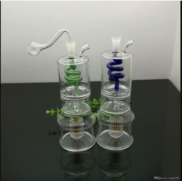Pipe à fumer en verre narguilé à eau classique fil de séparation à 2 couches filtre silencieux bouteille d'eau en verre