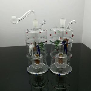 Pipas de vidrio para fumar Fabricación Bongs de narguile soplados a mano Colorido Manchado Filtro de pescado de cuatro garras Botella de humo de agua de vidrio