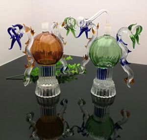 Glazen rookpijpen Vervaardiging Handgeblazen waterpijp Bongs Double Pan Dragon Glass Water Smoke Bottle