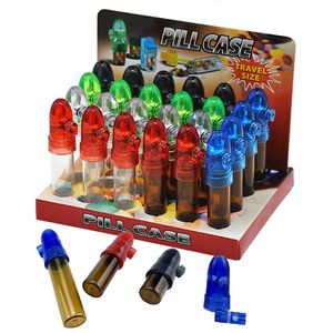 Glass Snuff Bullets Snorter Bottle Pipas para fumar Pill Case Containers Kit Portable Sniff Pocket Durable Snuffer Mix Color 3 Tamaños 53mm 67mm 82mm