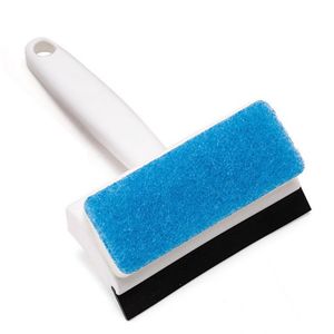 Brosse de nettoyage en éponge de verre, essuie-glace deux en un, outil de raclette de salle de bains pour miroir de douche, baignoire, fenêtre de toilette XBJK2305