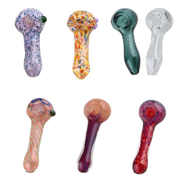 Verre Bong Bong Spoon Tobacco Tobacco Pipe de main résistante à la chaleur Verre de couleur Bong de bang de haute qualité Bubbler Herbe Bubbler Fumer ACCESSOIRES