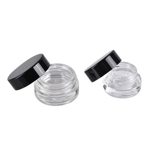 glazen stash jar container 3ml 5ml aanbieding op maat logo clear dab rig wax olie case mini kleine cosmetische pot met zwart deksel