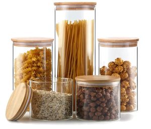 Bocage de rangement en verre avec couvercle de rangement d'aliments étanche pour les accessoires de cuisine à sucre à biscuits aux épices