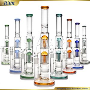 16 inch glazen bongs Water Bong 420 Hookahs Dubbele 8 Tree Arms Perc Honeycomb Perc Bong Pyrex Glass Water Pipe