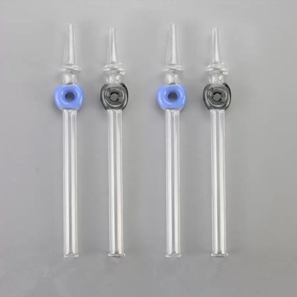 Tubo de paja de vidrio Dab Rig Stick Quemador de aceite Fumar tubos punteados Múltiples colores para vidrio Bongs de agua Pluma Boquilla Accesorio de humo En stock