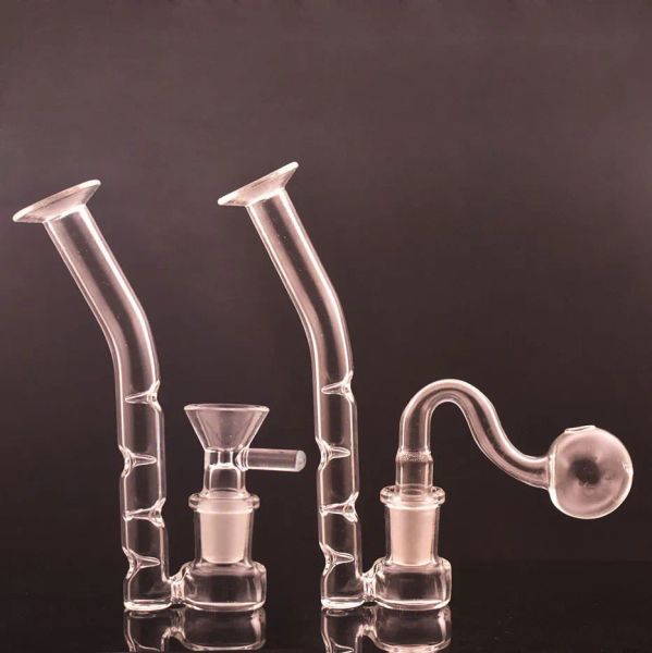 Tuyaux d'huile de paille en verre Adaptateur J-Hook pour Bong Ash Catcher Accessoires Super filtre 14mm Femelle Épais Pyrex Verre Fumer Pipe à Eau 12 LL