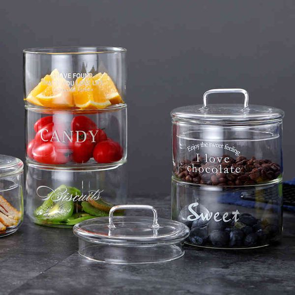 Réservoir en verre scellé pot d'assaisonnement créatif stockage des aliments fournitures de cuisine à domicile réfrigérateur boîte fraîche bol rond