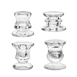 Bougeoirs coniques en verre transparent, bougeoirs coniques en vrac élégants pour centre de table, mariage, Noël, fête de Thanksgiving, décoration