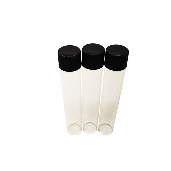 Emballage de tubes en verre 115x20mm avec bouchon à vis noir, couvercles en plastique, tubes de 30g, étiquettes personnalisées