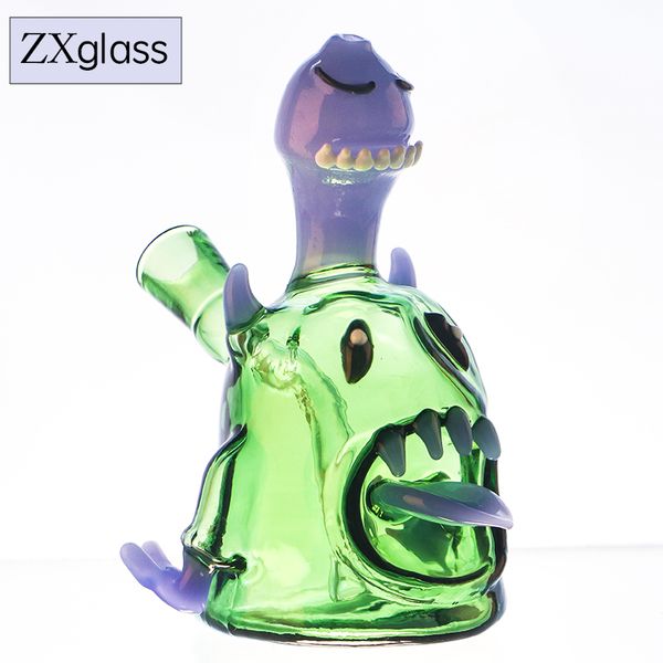 Tortue de verre monstre Dab Rig Hookah Bong Pipe à eau en verre vert épais Heady Oil Rigs Pot avec 14mm Joint Bowl Support Lot mixte