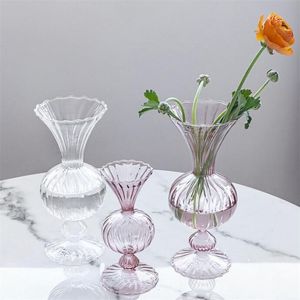 Vase en verre décor à la maison cristal petite pièce Pot de fleur plantes hydroponiques conteneur bougeoir mariage ation 211215