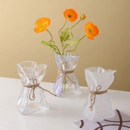 Vase en verre irrégulièrement plié, Vase en verre transparent, ornements artisanaux créatifs, Vases à fleurs d'art hydroponique, Pots de Terrarium 240229