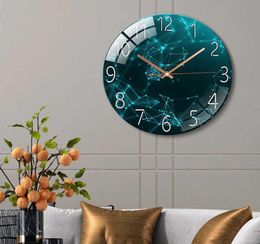 Reloj de pared de vidrio Diseño moderno Light Light Luxury colorido Reloj, relojes decorativos, sala de estar dormitorio decoración del hogar x01264743