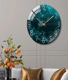 Glass Wall Clock Modern Design Landscape Light Luxury Colorful Art Reloj Pared Decorativo Clocks Living Room Bedroom Home Decor X04239837