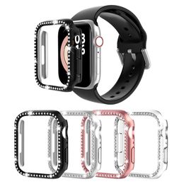 Glass + Watch Cover para Apple Watch 45mm 41mm 40mm 44mm 38mm 42mm Bling Case Diamond Bumper Protector para iwatch 8 7 6 5 4 3 2 1 con caja al por menor