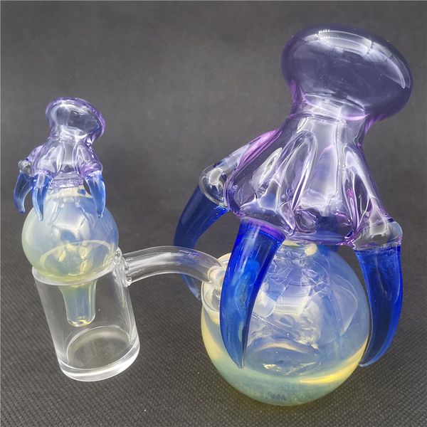 Glass Water Bong Bongs Hookah Dragon Claw Orb 10 mm Dewar Junta hembra Blue Bubbler Pipe Dab Rig Oil Beaker Craftbong 4.3 pulgadas Banger para fumar Accesorios