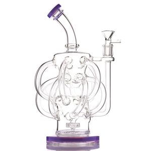 Glass Water Bong Dab Hookahs Super Vortex Recycler Rigs 12 Tube Pipe 14mm Joint Oil Rig Bongs con Heady Bowl