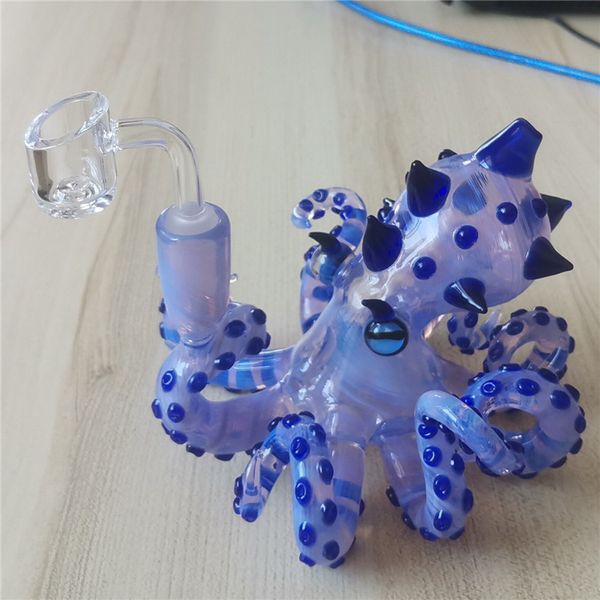 Verre Eau Bong Octopus Rig Narguilé 14.4MM Femelle Joint Violet Pipe À La Main Bubbler Avec Percolater Mise À Jour Bécher Bongs Dab Oil Craftbong