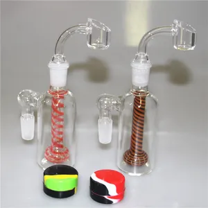 Bangs d'eau en verre Bubbler Dab Rig Shisha Accessoire Hookah Ash Catchers avec quartz banger fumer bol pot de silicone