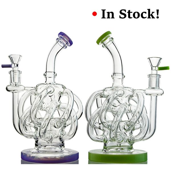 Narguilés Vortex Recycler Bong en verre 12 Tube de recyclage Super Cyclone Narguilé Pipes à fumer Dab Plate-forme pétrolière 14mm Joint Bongs d'eau avec bol