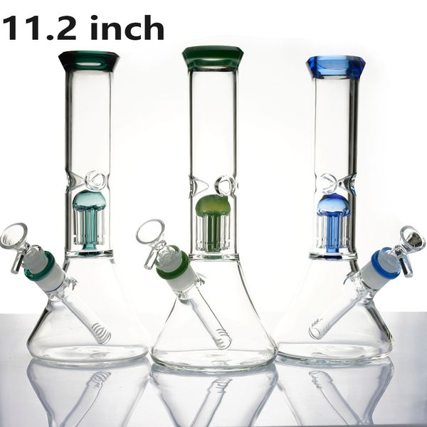 Tubería de agua de vidrio 11.2 pulgadas 19 mm junta hembra Bong Beaker Hookahs Base con tazón de vidrio de tallo inferior Dab Oil SKGB1240