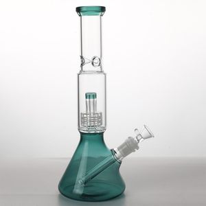 Cachimbas Tubo de agua de vidrio émbolo vaso de precipitados bong lago filtro verde botella dab plataforma para fumar con junta de tazón de 14 mm y plataformas de aceite de vástago inferior