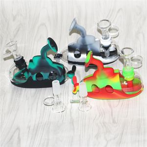 4,9 inch onderzeeër glazen siliconen dab rigs waterpijp waterpijpen met 14 mm glazen kom terugwinnen bubbler asvangers