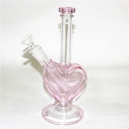 Narguilés Tuyaux d'eau en verre en forme de coeur Pipe à fumée Bong Plate-forme pétrolière Narguilé Dab Rig Herbes sèches Bongs Accessoires pour fumer cendrier