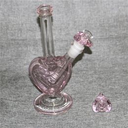Pipes à eau en verre en forme de coeur Pipe à fumée Bong Rigs à huile Narguilé Dab Rig bongs avec coeur bols cendrier nectar