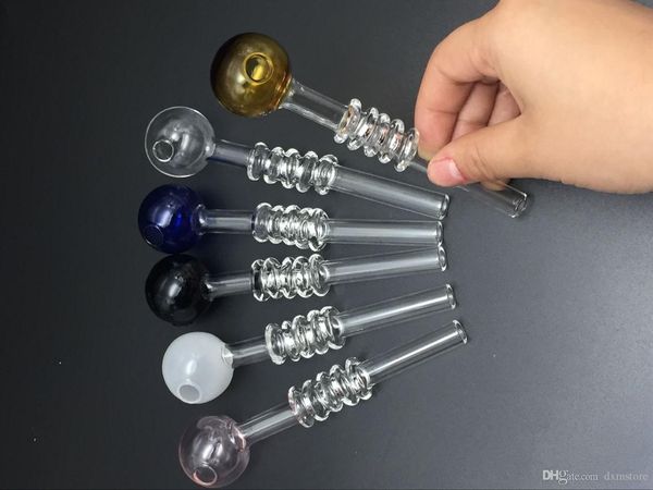 tubos de agua de vidrio Quemador de aceite de vidrio Pyrex en espiral largo Tubos para fumar agua para plataformas petroleras de vidrio bong