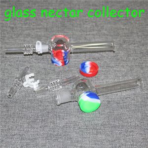 Pipes à eau en verre narguilés nectar avec 10mm 14mm pointes de quartz et 5ml récipients en silicone dab paille