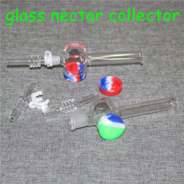 pipas de agua de vidrio pipas de agua néctar con puntas de cuarzo de 10 mm 14 mm y recipientes de silicona de 5 ml pajita