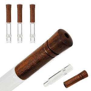 Verre Bois One Hitter Tabac Fumer Herb Pipe Tuyau 98 MM Porte-Cigarette Pirogue Pipe Tabac Herb Pipes Accessoires Fumeurs En Gros