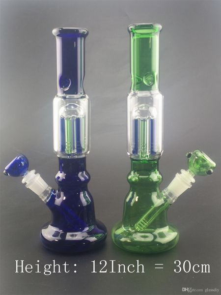 GLASSDIY Recycler bangs d'eau en verre Narguilés dab plates-formes pétrolières tuyaux faits à la main barboteur grand bécher bong Hauteur 30.5cm Poids 420g