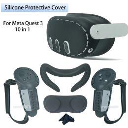 Lunettes 10in1 Couvercle de contrôleur en silicone pour Meta Quest 3 VR Headsed Grip Protector avec batterie Case pour Quest 3 accessoires VR