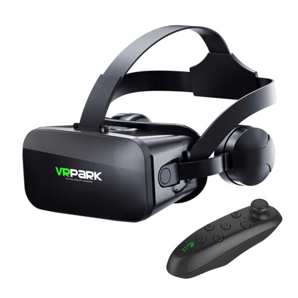 Lunettes 3D VR Headset VR Lunettes Réglable Dispositif avec poignée sans fil Casque de réalité virtuelle 3D pour Android / iOS / PC avec contrôleur