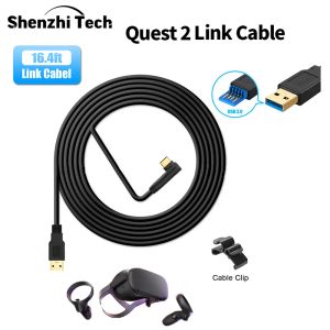 Lunettes 5m Oculus Quest 2 Câble de liaison USB 3.1 Type C vers USB Type A Cable 2,4 Go de données de transmission élevée Câble de données pour Oculus Quest 2 VR