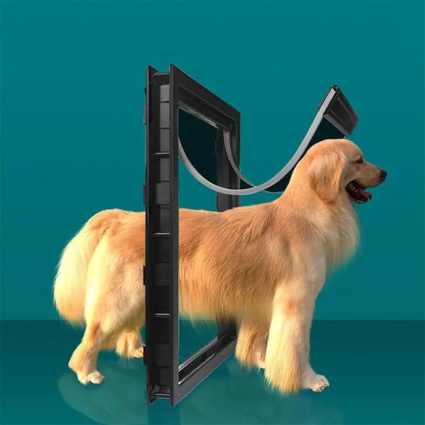 Gafas Puerta para Mascotas para Perros y Gatos Cerradura de Seguridad magnética Fuerte Puerta de posicionamiento con Solapa Cierre automático para Puertas para Perros pequeños, medianos y Grandes