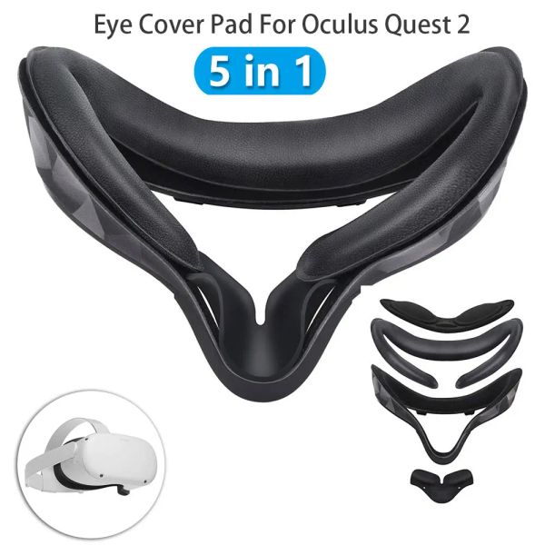 Verres PAUT COUVERTURE POUR OCULUS Quest 2 Cover Masque Masque Lumière Blocage Soft PU Lentilles en cuir VR Couvercle pour Quest 2 Antilleakage Nez Pad