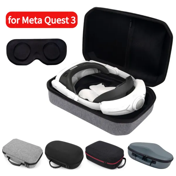 Verres Hard Carry Base avec couvercle de l'objectif Sac de rangement à la maison de voyage étanche pour le casque de jeu Meta Quest 3 VR Contrôleur
