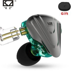 Lunettes Kz Zsx Écouteurs en métal 5ba + 1dd Technologie hybride 12 pilotes Hifi Bass Écouteurs intra-auriculaires Casque antibruit
