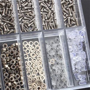 Bril reparatiekit bril met zonnebrillen schroeven schroeven sets noten neuskussen optische reparatie gereedschap onderdelen diverse kit horloge schroevendraaier