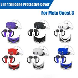 Glasseurs Silicone Protective Cover pour Meta Quest 3 VR Casice 3 in 1 VR Front Shell Protector Contrôleur Couvre-poignées pour Quest 3