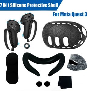 Lunettes Couvercle de protection en silicone pour Meta Quest 3 VR Headset Head Face Cover Eye Pavor Handle Handle Grip pour Quest 3 accessoires VR