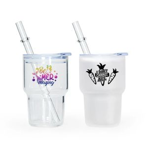 Verres Blancs de sublimation 3 oz Gobelets à vin Couleurs givrées claires Liqueur Boîtes de verre à liqueur Tasses avec couvercles en plastique 0803