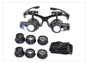 Type de lunettes Loupe 10X 15X 20X 25X Bijoux pour les yeux Réparation de montres Loupe Lunettes avec 2 lumières LED Nouveau Microscope Loupe