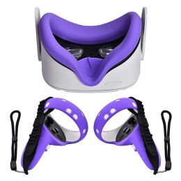 Lunettes accessoires VR avec couverture de masque oculaire Étui au contrôleur pour Oculus Quest 2 tactile avec poignée de sangle à articulations