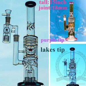 Factory Color Glass Bong Hookahs Beaker Water Pijp ijsvanger Dab Oil Rigs Bubbler Pink Purple