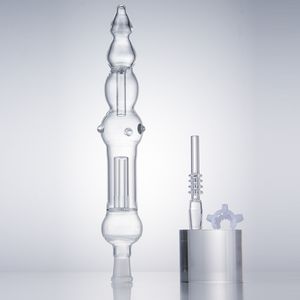 Glassvape666 NC013 Dab Rig Glass Bong Clear Calabash Style Pipas para fumar Super Long Bubbler Pro Dab Rig Glass Water Pipe 14 mm Titanio Cuarzo Cerámica Clip de uñas